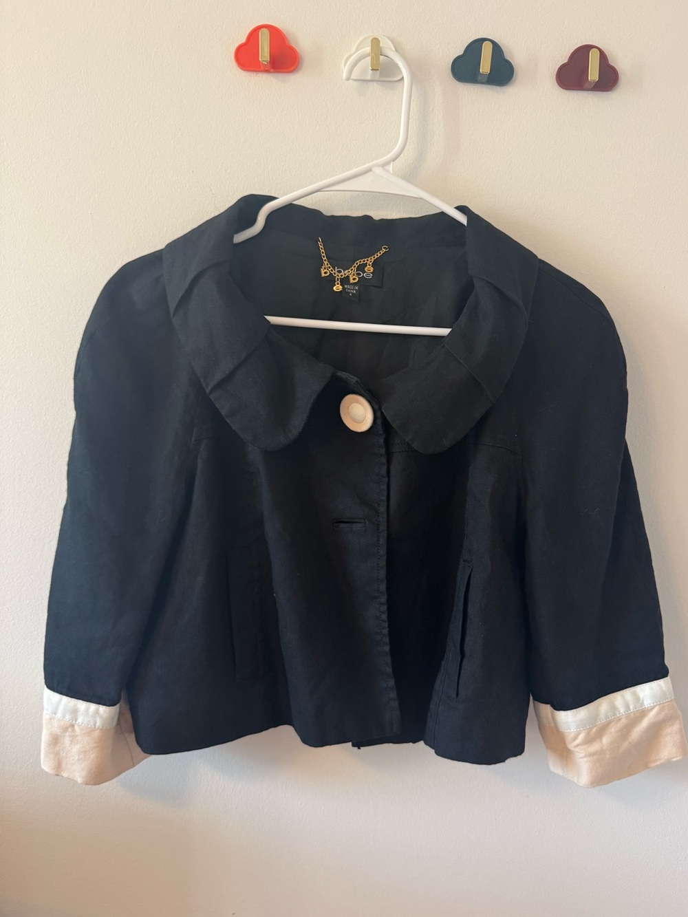 bebe Black Top with Gold Chain Accent
